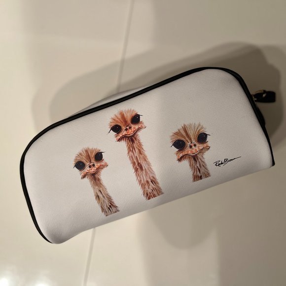 OCS Designs Handbags - Travel / Cometic / Toiletry Bag / Very Roomy with an‎ Ostrich Design (new) (a/x)
